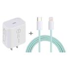 SDC-20W PD USB-C / Type-C Travel Charger + 1m 20W USB-C / Type-C to 8 Pin Data Cable Set, US Plug(Green) - 1