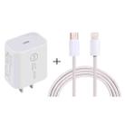 SDC-20W PD USB-C / Type-C Travel Charger + 1m 20W USB-C / Type-C to 8 Pin Data Cable Set, US Plug(White) - 1