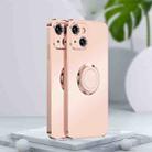 For iPhone 13 mini Electroplated Frosted TPU Ring Holder Phone Case (Light Pink) - 1