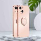 For iPhone 13 Electroplated Frosted TPU Ring Holder Phone Case(Light Pink) - 1