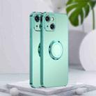 For iPhone 13 Electroplated Frosted TPU Ring Holder Phone Case(Light Green) - 1