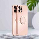 For iPhone 13 Pro Max Electroplated Frosted TPU Ring Holder Phone Case (Light Pink) - 1