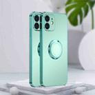 For iPhone 12 mini Electroplated Frosted TPU Ring Holder Phone Case (Light Green) - 1