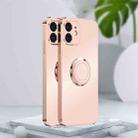 For iPhone 12 Electroplated Frosted TPU Ring Holder Phone Case(Light Pink) - 1