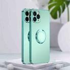 For iPhone 11 Pro Max Electroplated Frosted TPU Ring Holder Phone Case (Light Green) - 1