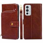 For OnePlus 9RT 5G Zipper Bag Horizontal Flip Leather Phone Case with Holder & Card Slots & Lanyard(Brown) - 1