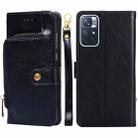 For Xiaomi Redmi Note 11 Zipper Bag Horizontal Flip Leather Phone Case with Holder & Card Slots & Lanyard(Black) - 1