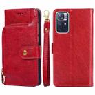 For Xiaomi Redmi Note 11 Zipper Bag Horizontal Flip Leather Phone Case with Holder & Card Slots & Lanyard(Red) - 1