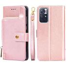 For Xiaomi Redmi Note 11 Zipper Bag Horizontal Flip Leather Phone Case with Holder & Card Slots & Lanyard(Rose Gold) - 1