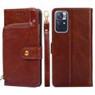 For Xiaomi Redmi Note 11 Zipper Bag Horizontal Flip Leather Phone Case with Holder & Card Slots & Lanyard(Brown) - 1