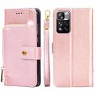 For Xiaomi Redmi Note 11 Pro Zipper Bag Horizontal Flip Leather Phone Case with Holder & Card Slots & Lanyard(Rose Gold) - 1