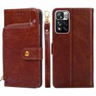 For Xiaomi Redmi Note 11 Pro Zipper Bag Horizontal Flip Leather Phone Case with Holder & Card Slots & Lanyard(Brown) - 1