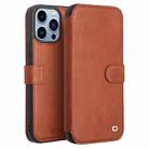 For iPhone 13 Pro Max QIALINO Magnetic Buckle Phone Leather Case with Card Slot (Brown) - 1