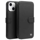 For iPhone 13 QIALINO Magnetic Buckle Phone Leather Case with Card Slot(Black) - 1