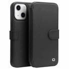 For iPhone 13 mini QIALINO Magnetic Buckle Phone Leather Case with Card Slot (Black) - 1