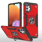 For Samsung Galaxy A32 4G Magnetic Armor Shockproof TPU + PC Phone Case with Metal Ring Holder(Red) - 1