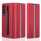 For Samsung Galaxy Z Fold3 5G Cross Texture Ultra-thin Folding Phone Case with Pen Cover(Red) - 1