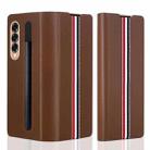 For Samsung Galaxy Z Fold3 5G Cross Texture Ultra-thin Folding Phone Case with Pen Cover(Brown) - 1
