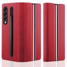 For Samsung Galaxy Z Fold3 5G Litchi Texture Ultra-thin Folding Phone Case with Pen Cover(Red) - 1