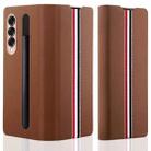 For Samsung Galaxy Z Fold3 5G Litchi Texture Ultra-thin Folding Phone Case with Pen Cover(Brown) - 1