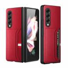 For Samsung Galaxy Z Fold3 5G Litchi Texture Soft Micorofiber Folding Phone Case with Dual Card Slots(Red) - 1
