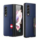 For Samsung Galaxy Z Fold3 5G Litchi Texture Soft Micorofiber Folding Phone Case with Dual Card Slots(Blue) - 1