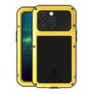 For iPhone 13 Pro LOVE MEI Metal Shockproof Life Waterproof Dustproof Protective Phone Case (Yellow) - 1