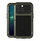 For iPhone 13 Pro LOVE MEI Metal Shockproof Life Waterproof Dustproof Protective Phone Case (Army Green) - 1