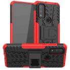 For Motorola Moto G Pure Tire Texture Shockproof TPU+PC Phone Case with Holder(Red) - 1