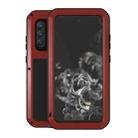 For Samsung Galaxy S21 FE LOVE MEI Metal Shockproof Waterproof Dustproof Protective Phone Case with Glass(Red) - 1
