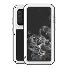 For Samsung Galaxy S21 FE LOVE MEI Metal Shockproof Waterproof Dustproof Protective Phone Case with Glass(White) - 1