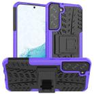 For Samsung Galaxy S22+ 5G Tire Texture Shockproof TPU+PC Phone Case with Holder(Purple) - 1