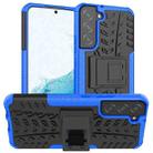 For Samsung Galaxy S22+ 5G Tire Texture Shockproof TPU+PC Phone Case with Holder(Blue) - 1