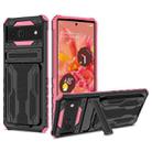 For Google Pixel 6 Armor Card PC + TPU Shockproof Phone Case with Card Slot & Invisible Holder(Pink) - 1