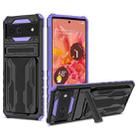 For Google Pixel 6 Armor Card PC + TPU Shockproof Phone Case with Card Slot & Invisible Holder(Purple) - 1