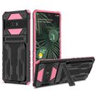 For Google Pixel 6 Pro Armor Card PC + TPU Shockproof Phone Case with Card Slot & Invisible Holder(Pink) - 1