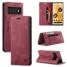 For Google Pixel 6 Pro AutSpace A01 Retro Skin-feel Crazy Horse Texture Horizontal Flip Leather Case with Holder & Card Slots & Wallet & RFID(Wine Red) - 1