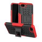 For OPPO Realme C2 Tire Texture Shockproof TPU+PC Protective Case with Holder(Red) - 1