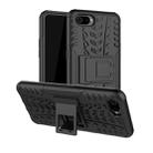 For OPPO Realme C2 Tire Texture Shockproof TPU+PC Protective Case with Holder(Black) - 1