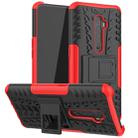 For OPPO Reno2 Tire Texture Shockproof TPU+PC Protective Case with Holder(Red) - 1