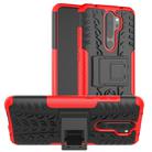 For Xiaomi Redmi Note 8 Pro Tire Texture Shockproof TPU+PC Protective Case with Holder(Red) - 1