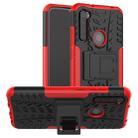 For Xiaomi Redmi Note 8 Tire Texture Shockproof TPU+PC Protective Case with Holder(Red) - 1