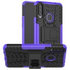 For Galaxy A20s Tire Texture Shockproof TPU+PC Protective Case with Holder(Purple) - 1