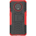 For OnePlus 7T Tire Texture Shockproof TPU+PC Protective Case with Holder(Red) - 2