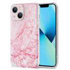 TPU Glossy Marble Pattern IMD Phone Case For iPhone 13(Light Pink) - 1