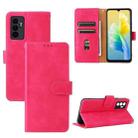 For vivo S10e / V23e Skin Feel Magnetic Buckle Calf Texture PU Phone Case(Rose Red) - 1