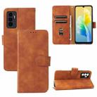 For vivo S10e / V23e Skin Feel Magnetic Buckle Calf Texture PU Phone Case(Brown) - 1