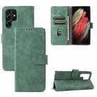 For Samsung Galaxy S22 Ultra 5G Skin Feel Magnetic Buckle Calf Texture PU Phone Case(Green) - 1