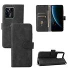 For ZTE Blade V30 Skin Feel Magnetic Buckle Calf Texture PU Phone Case(Black) - 1