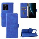 For ZTE Blade V30 Skin Feel Magnetic Buckle Calf Texture PU Phone Case(Blue) - 1